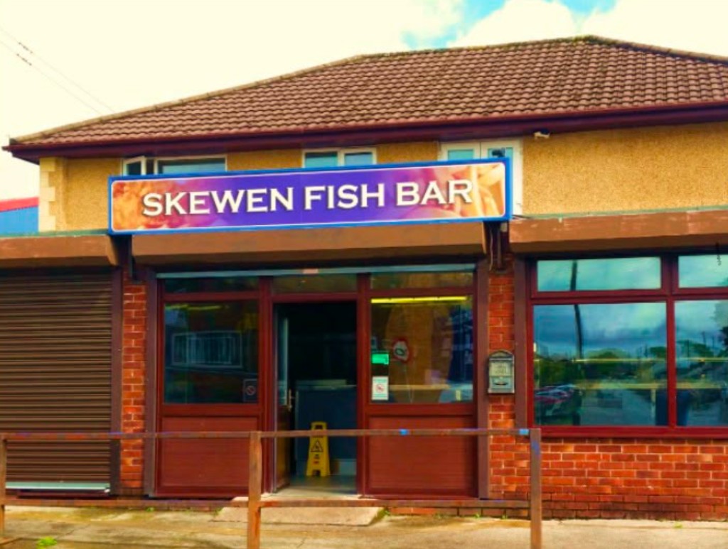Skewen Fish Bar shop front on Lucy Road